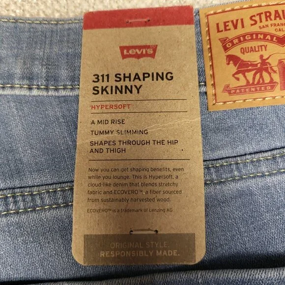 Levis 311 Shaping Skinny Mid Rise Light Wash Jeans Women's W34 L30 Denim NWT - Picture 3 of 15